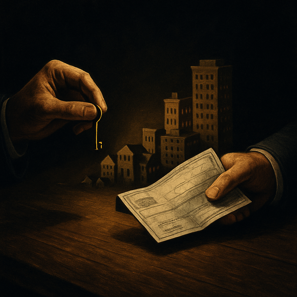 Illustration symbolizing the acquisition dilemma facing Black-owned businesses weighing buyout offers against community roots: detail
